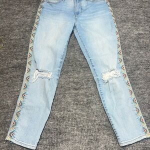 Driftwood Women's Jeans Gizelle embroidered side panels 28 waist 5-pocket